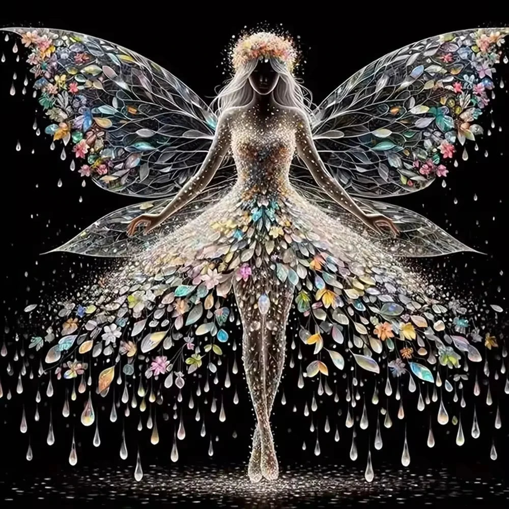 Crystal Fairy paint by numbers kit: crystal fairy dancer sparkling black