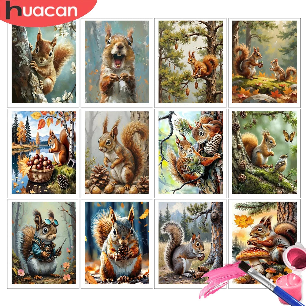 Forest Squirrels Paint by Numbers Kit