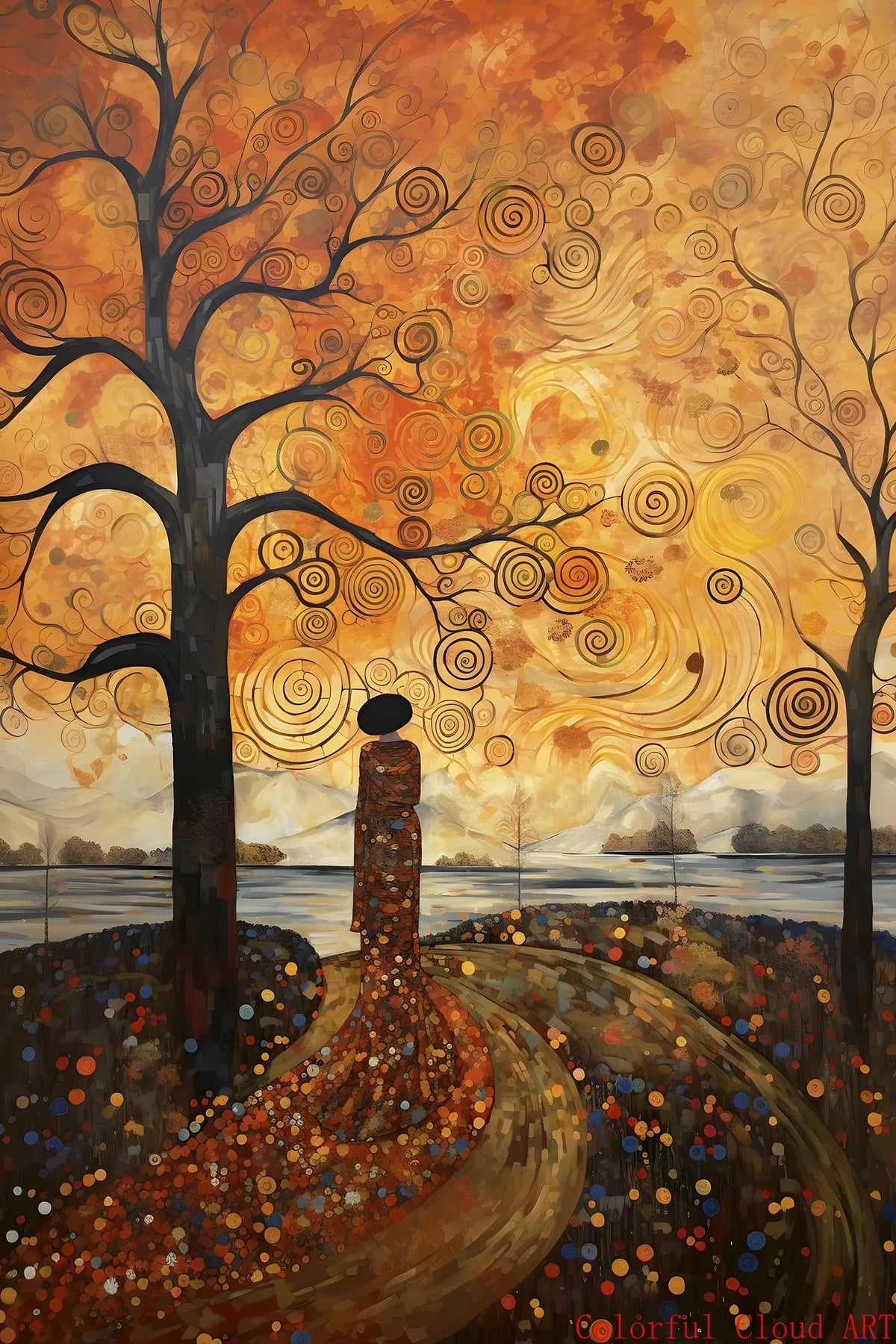 Golden Swirl Forest Paint by Numbers Kit