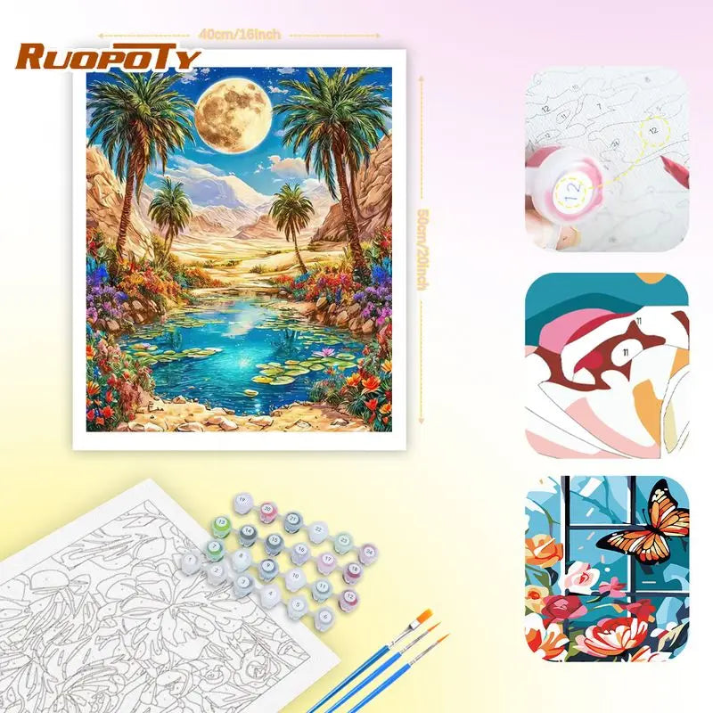Rainbow Sunburst Tree Paint by Numbers Kit