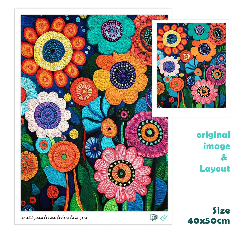 Folk Flower Garden Paint by Numbers Kit