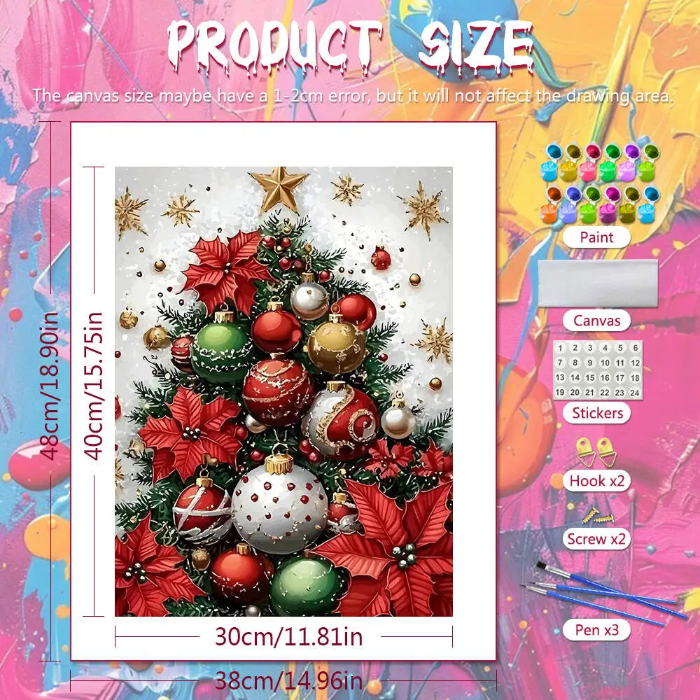 Poinsettia Tree Paint by Numbers Kit
