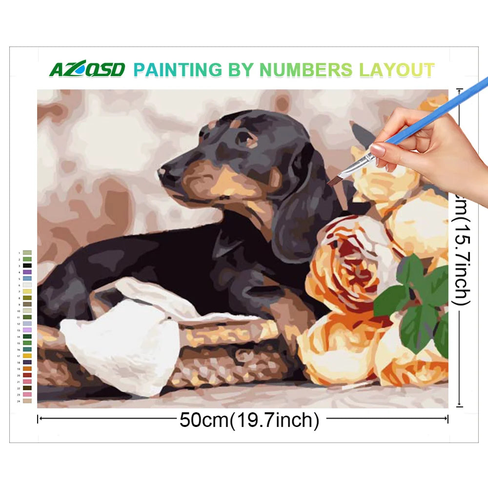Garden Dachshund Paint by Numbers Kit