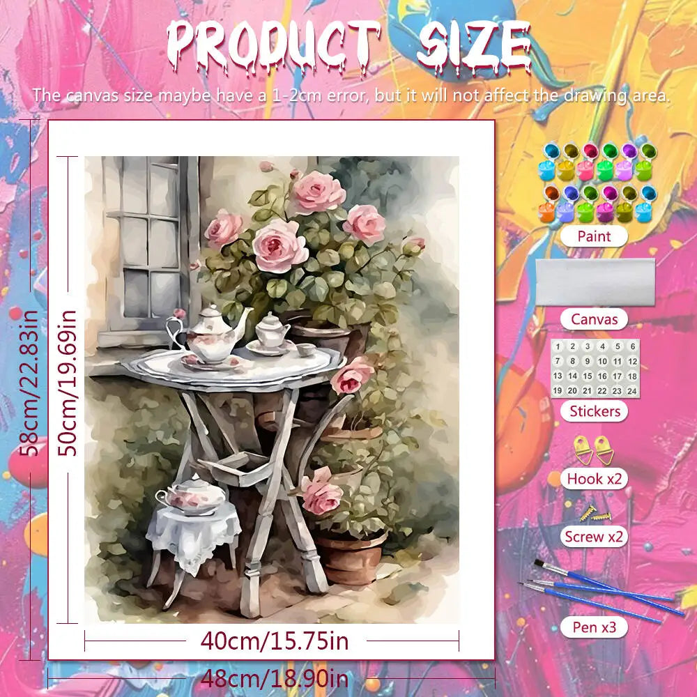 Rose Tea Time Paint by Numbers Kit