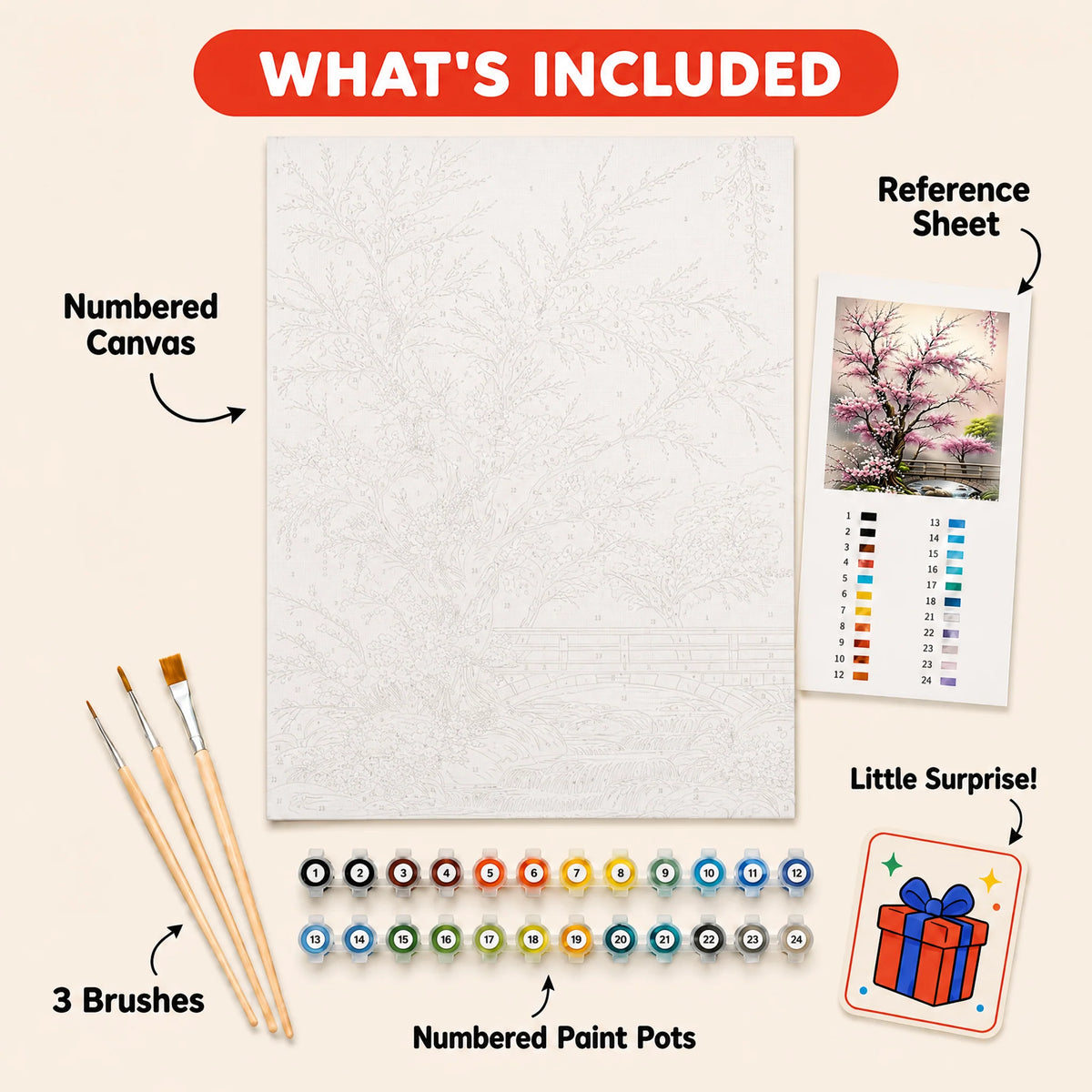 Cherry Blossom Stream Paint by Numbers Kit — 5