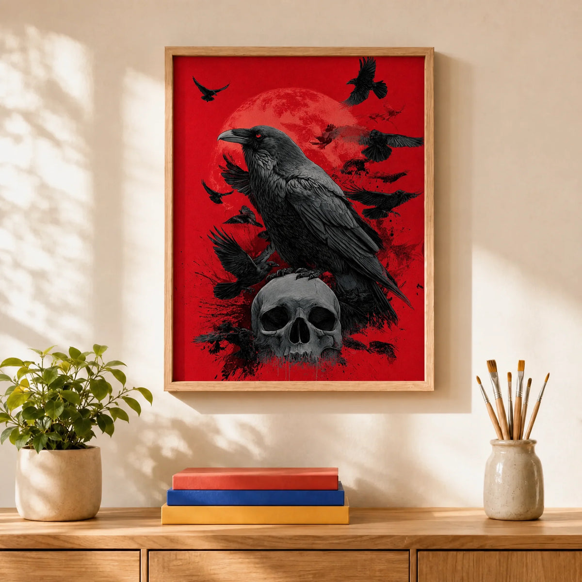 Crimson Raven Skull Paint by Numbers Kit — 2