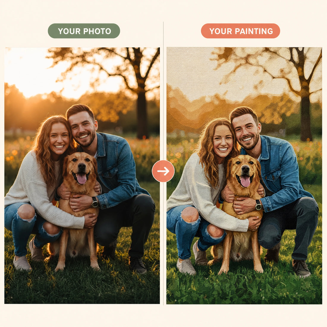 before and after: your photo turned into your painting | Custom Paint by Numbers Canvas