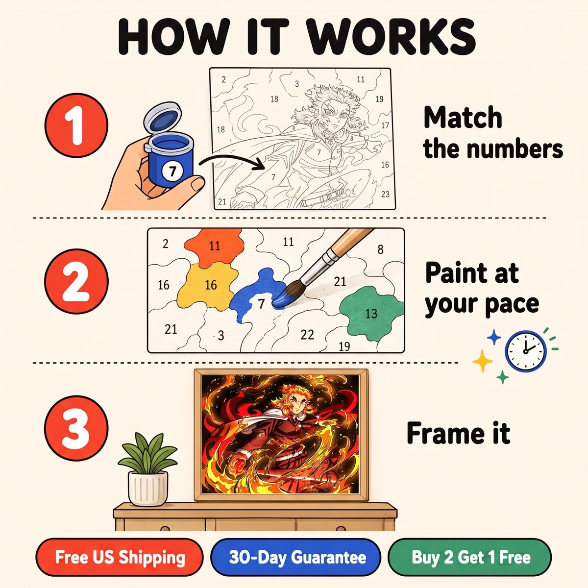 Flame Warrior Paint by Numbers Kit — 4