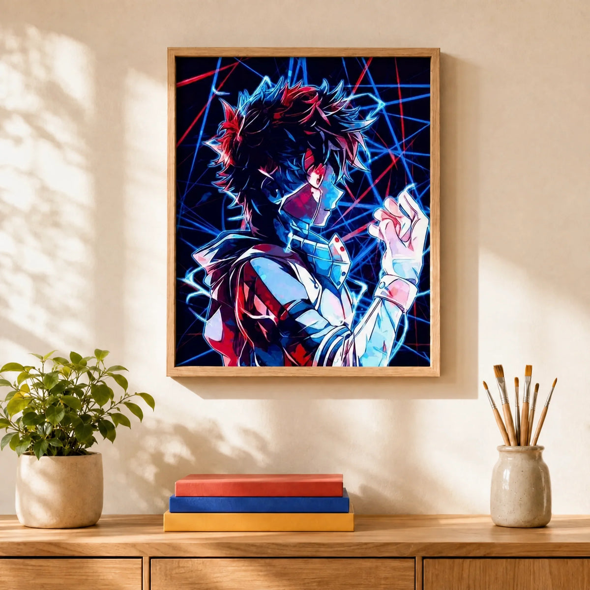 Hero Neon Paint by Numbers Kit: finished canvas displayed in a living room