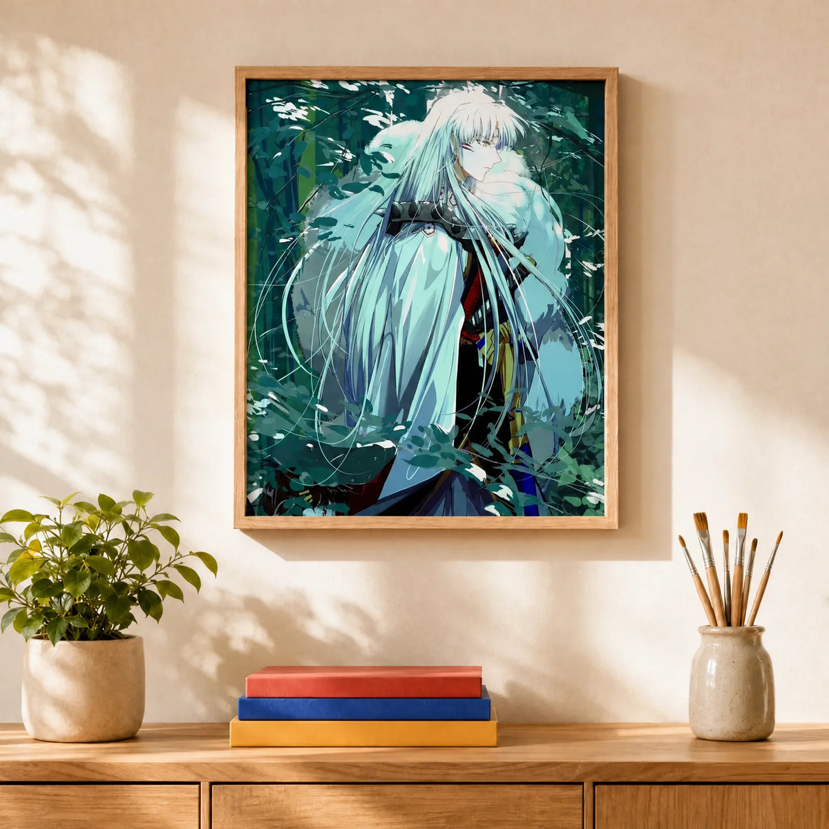 Moon Prince Paint by Numbers Kit: finished canvas displayed in a living room