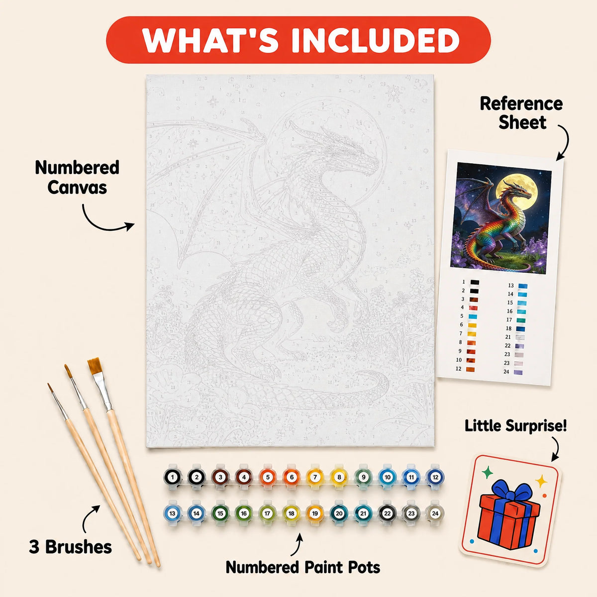 Moonlit Rainbow Dragon Paint by Numbers Kit — 5