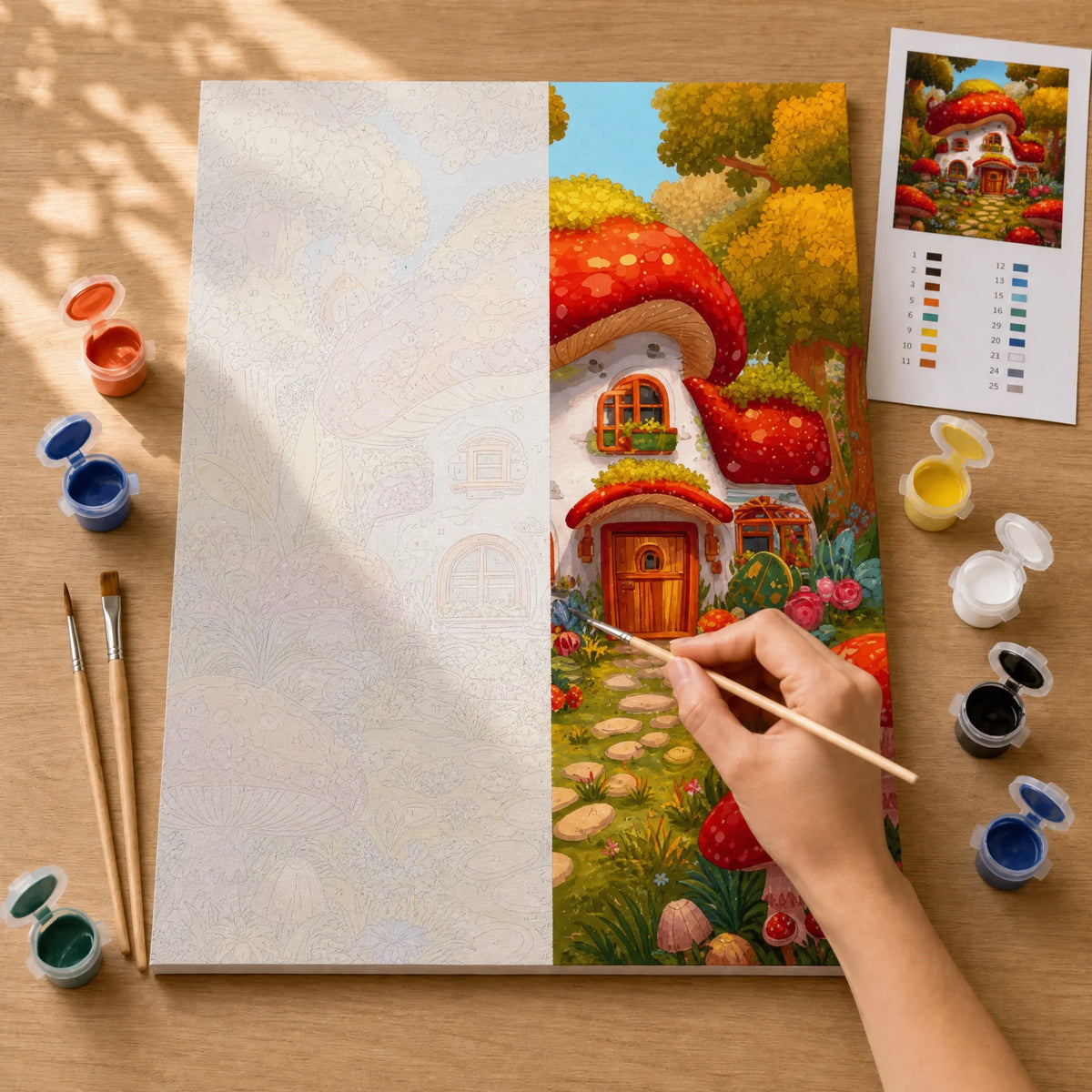 Mushroom Fairy Cottage Paint by Numbers Kit — 3