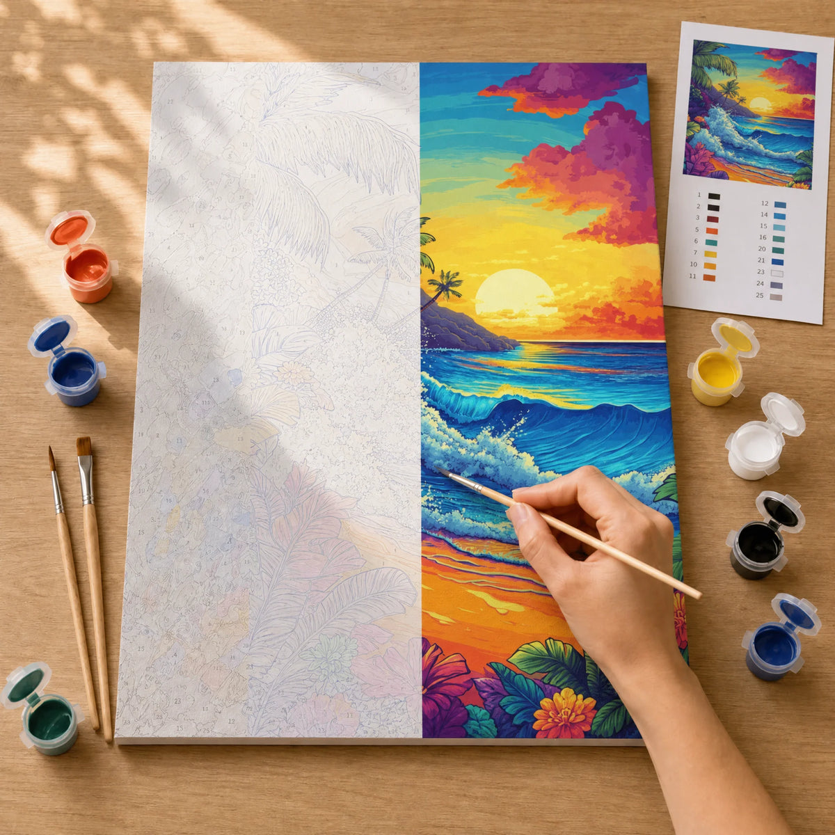 Neon Sunset Wave Paint by Numbers Kit — 3
