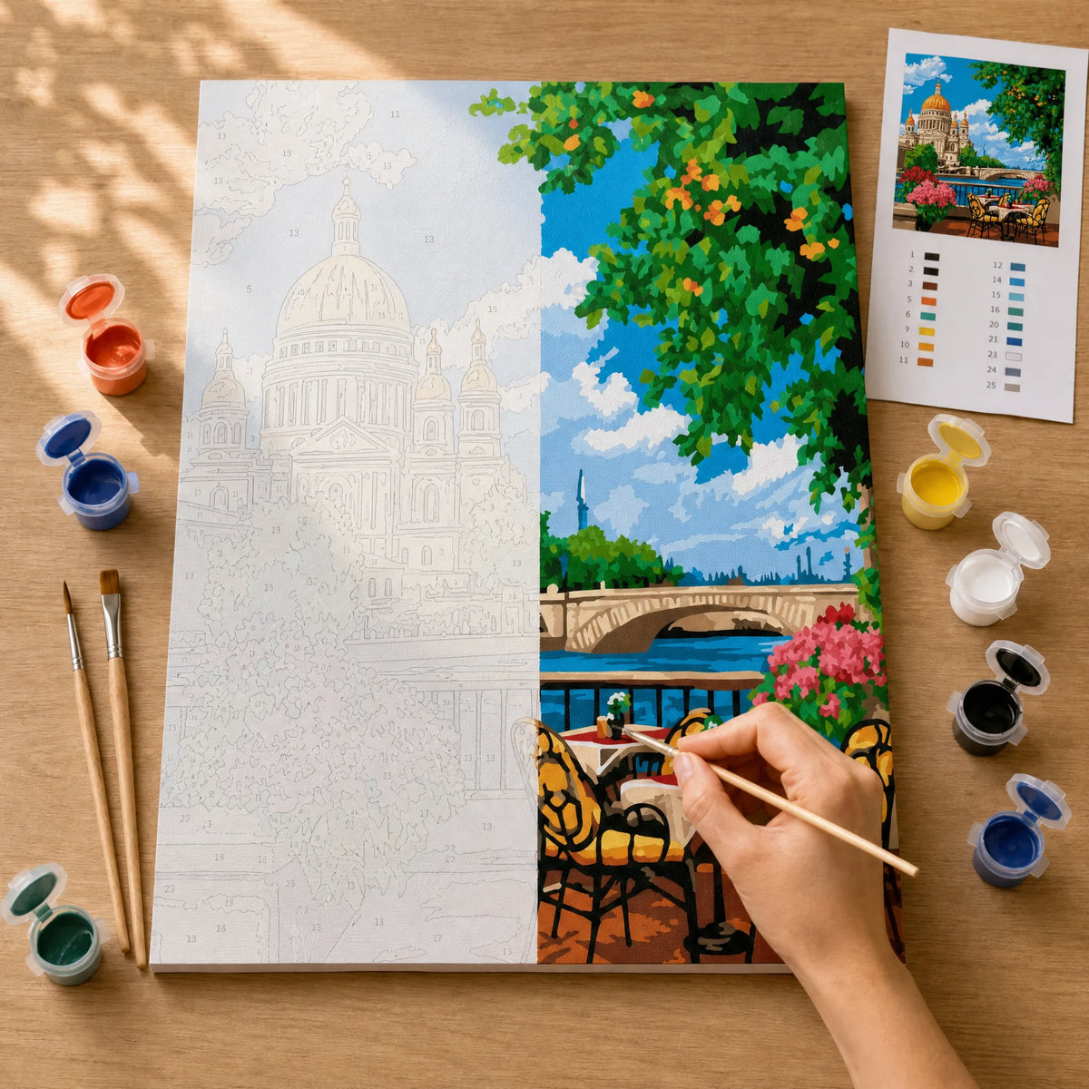 Paris Cafe Terrace Paint by Numbers Kit — 3