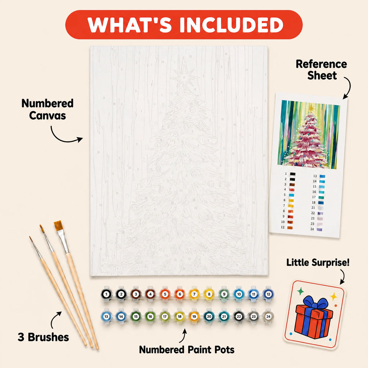Pink Christmas Tree Paint by Numbers Kit — 5