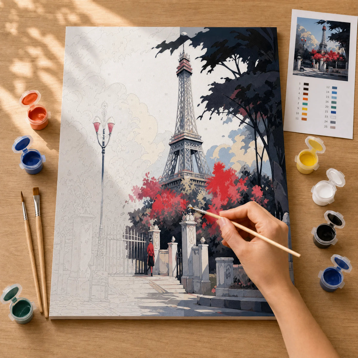 Red Bloom Paris Paint by Numbers Kit — 3