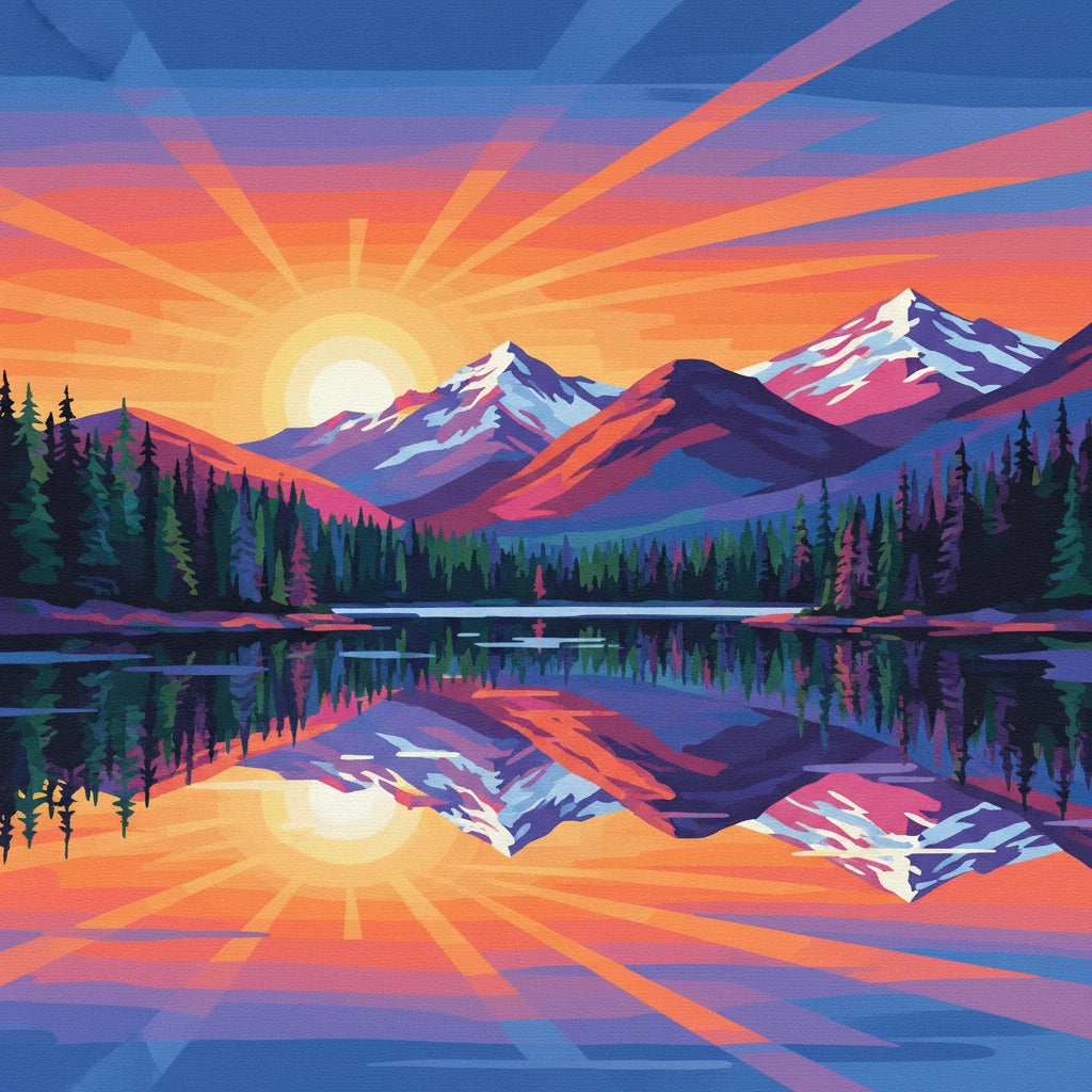 Landscape & Nature Paint by Numbers Kits collection: finished canvas artwork