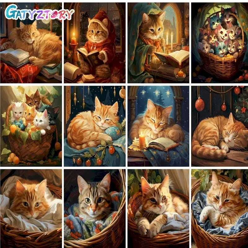Cozy Basket Cat Paint by Numbers Kit