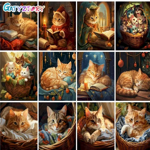 Cozy Basket Cat Paint by Numbers Kit