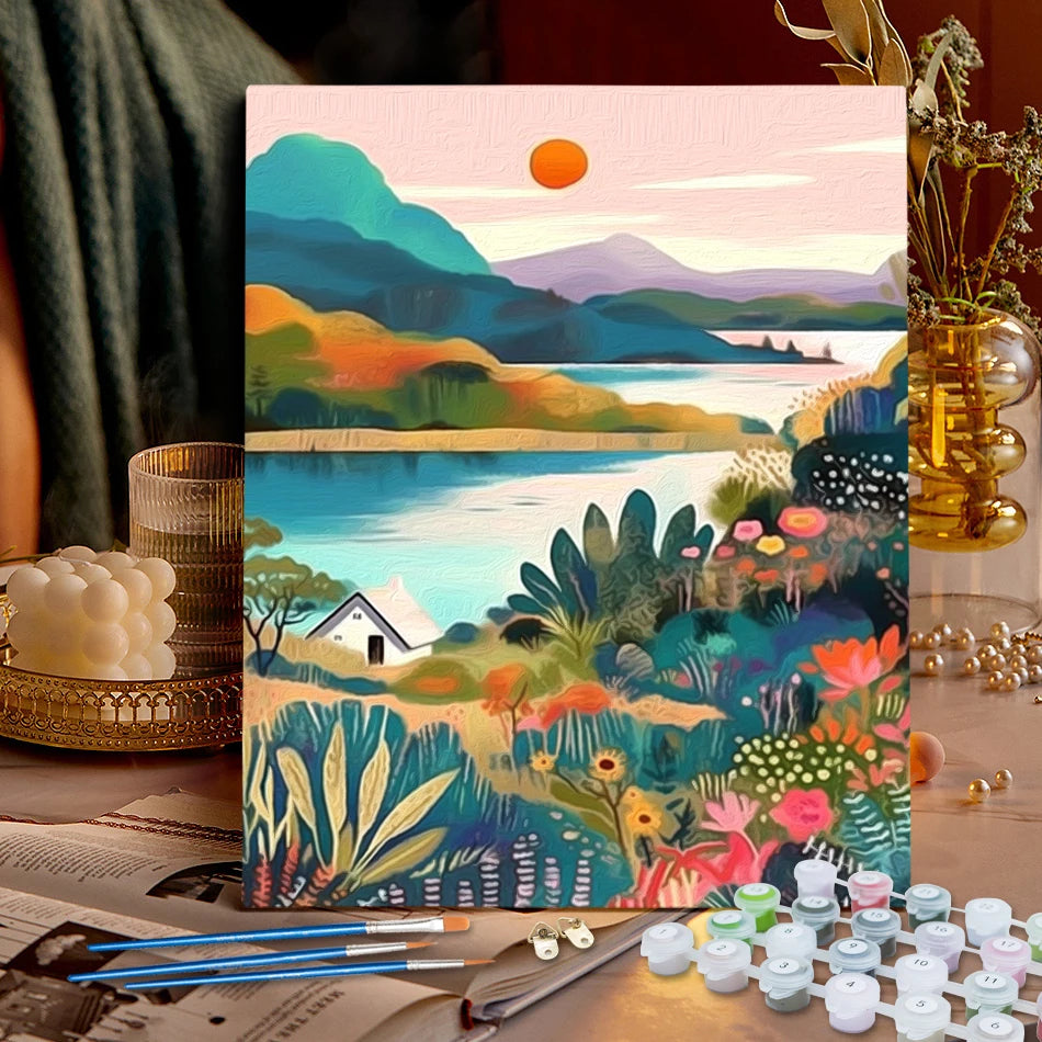 Naive Sunrise Hills Paint by Numbers Kit