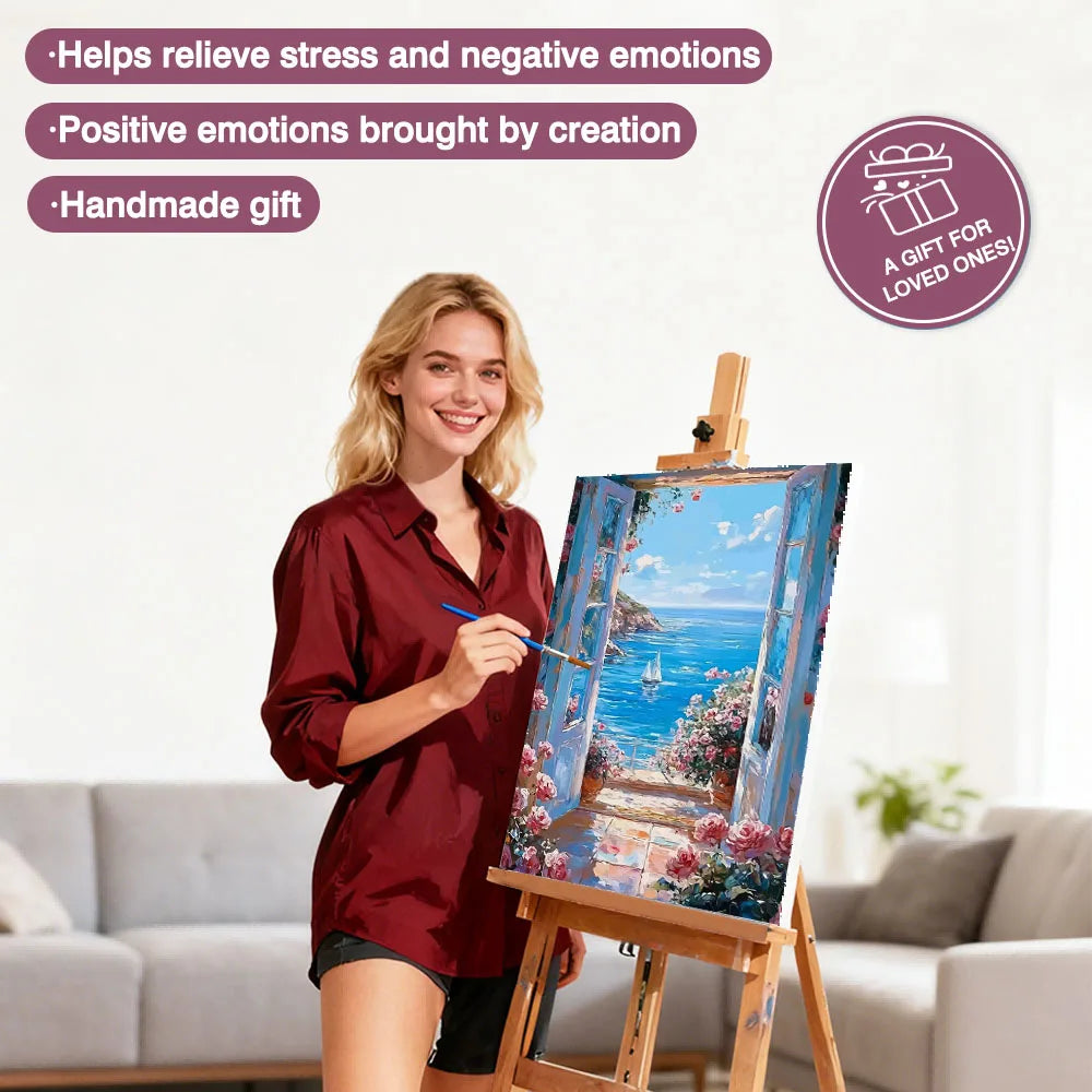 Sea Through the Window Paint by Numbers Kit