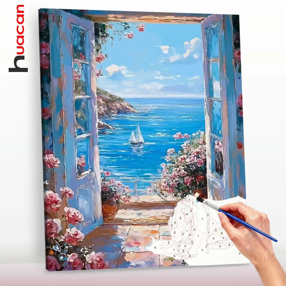 Sea Through the Window Paint by Numbers Kit