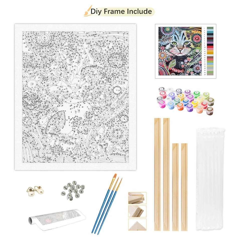 Rainbow Sunburst Tree Paint by Numbers Kit