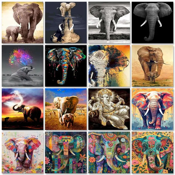 Savanna Elephant Family Paint by Numbers Kit