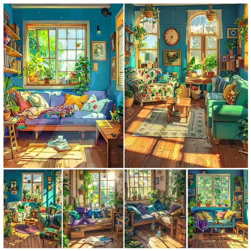 Plant Lover Living Room Paint by Numbers Kit