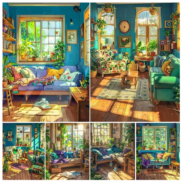 Plant Lover Living Room Paint by Numbers Kit