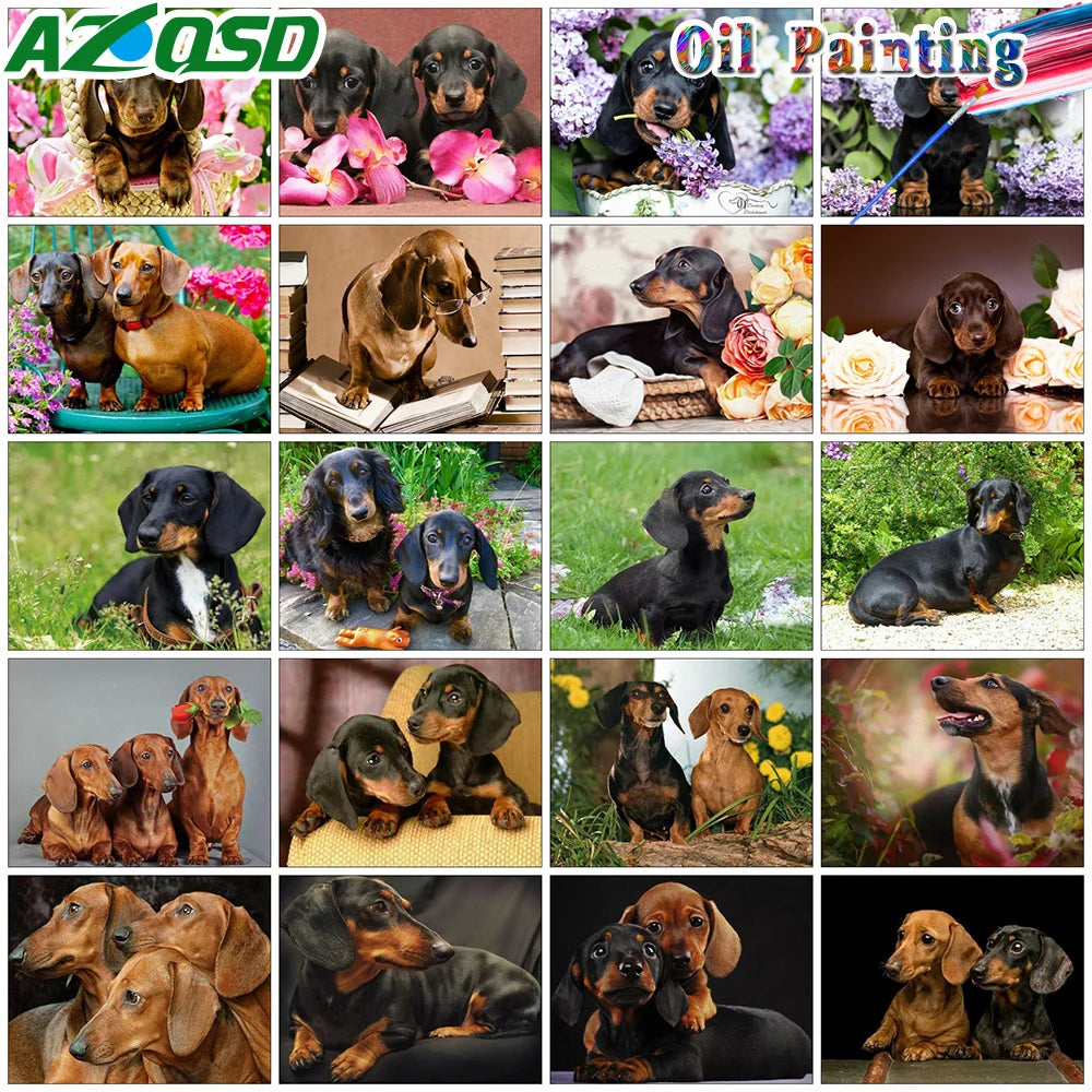 Garden Dachshund Paint by Numbers Kit