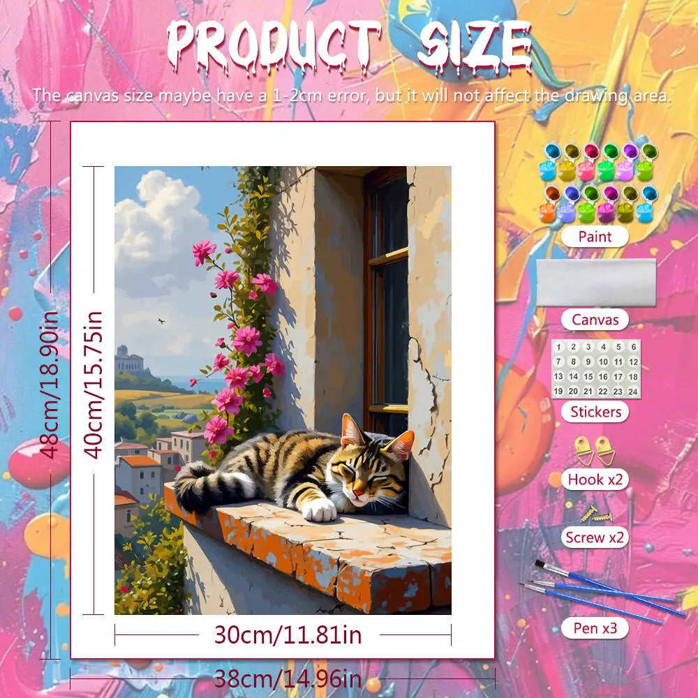 Windowsill Nap Paint by Numbers Kit
