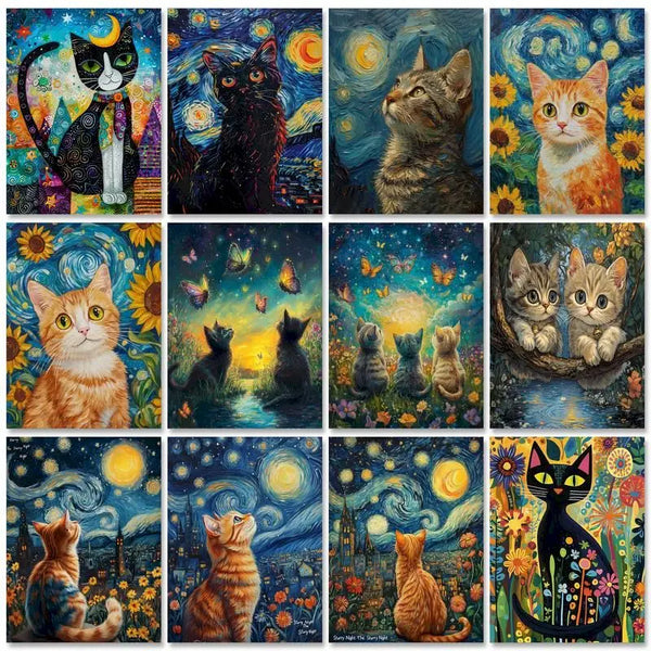Moon Cat Mosaic Paint by Numbers Kit