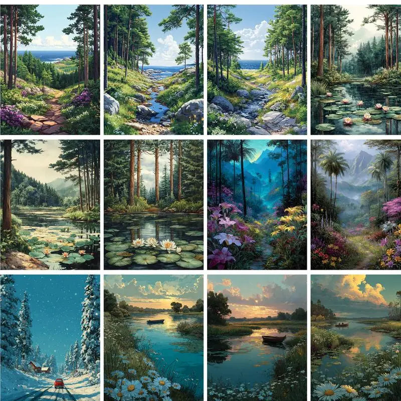 Forest Path to the Sea Paint by Numbers Kit