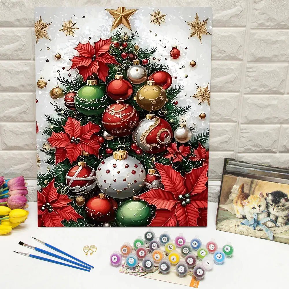 Poinsettia Tree Paint by Numbers Kit