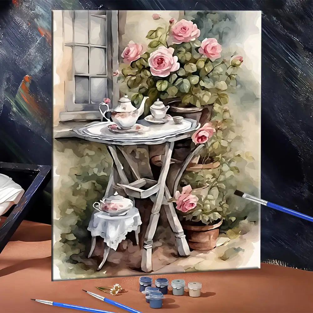Rose Tea Time Paint by Numbers Kit