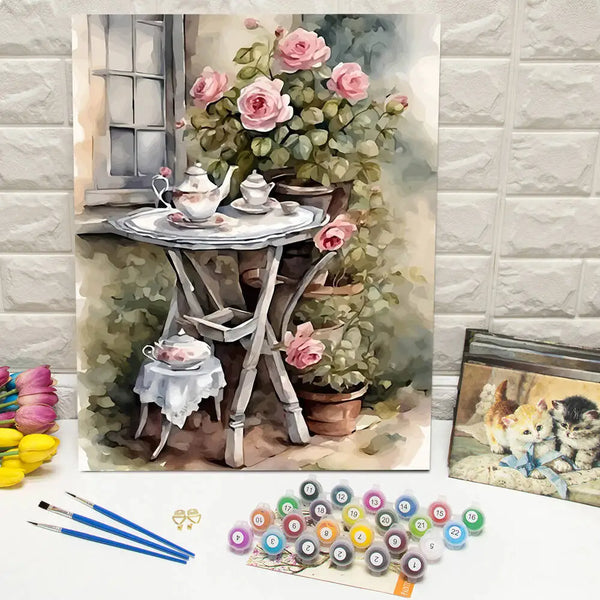 Rose Tea Time Paint by Numbers Kit