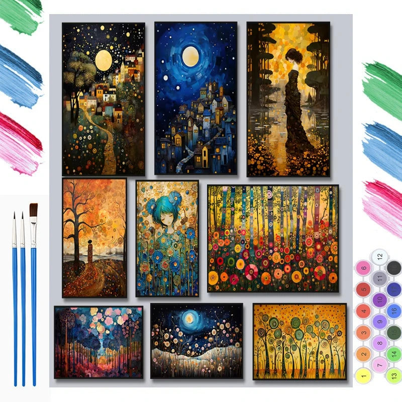 Golden Swirl Forest Paint by Numbers Kit