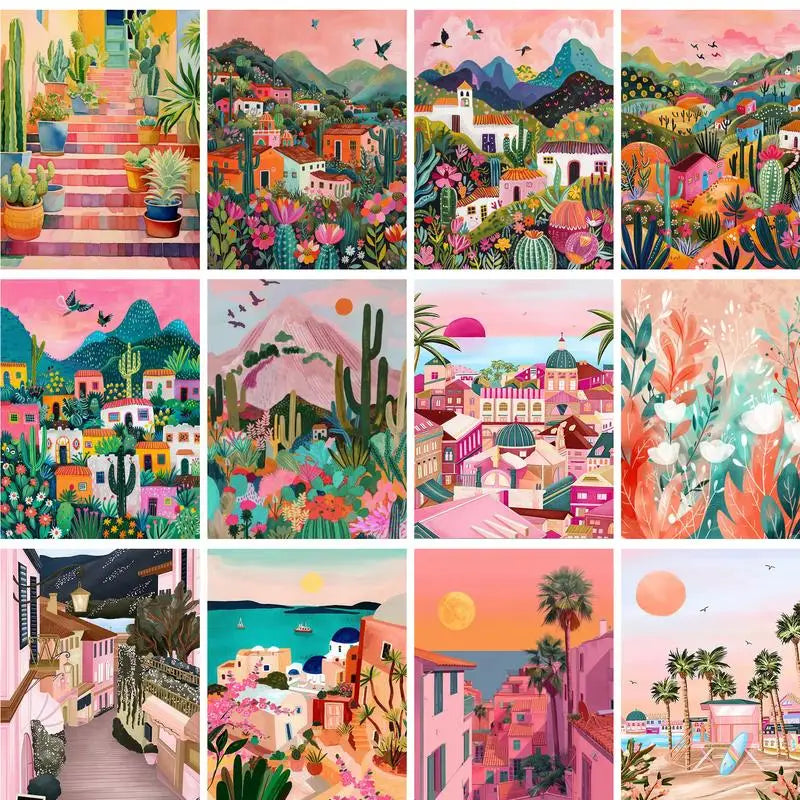 Desert Folk Village Paint by Numbers Kit