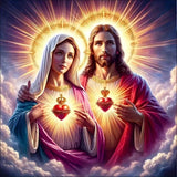 Sacred Hearts paint by numbers kit: sacred hearts Jesus Mary radiant