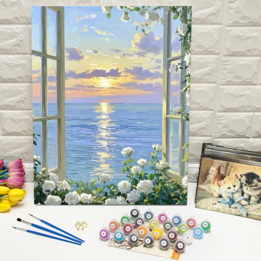 Sunset Window Paint by Numbers Kit