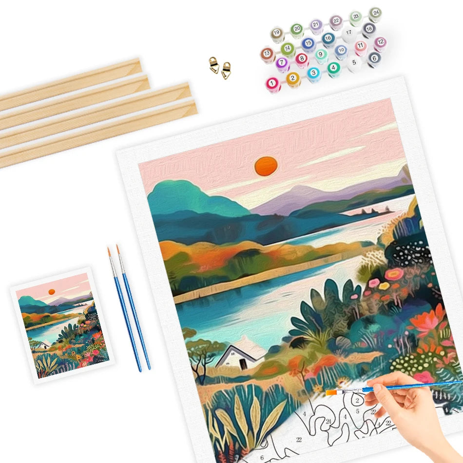 Naive Sunrise Hills Paint by Numbers Kit