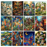 Mosaic Village Night Paint by Numbers Kit