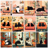 Window Cat and Poppies Paint by Numbers Kit