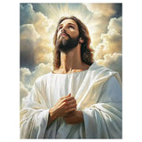 Risen Light paint by numbers kit: Jesus white robes golden clouds