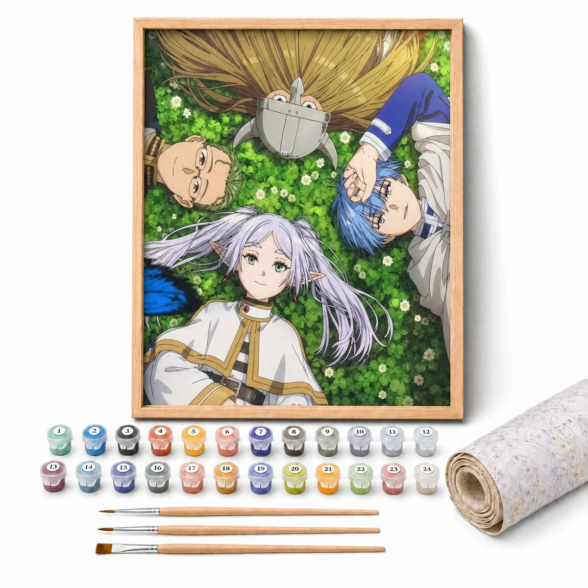 Adventurers Rest Paint by Numbers Kit: complete kit with framed artwork, numbered paint pots and brushes