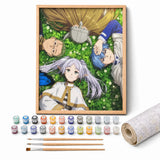 Adventurers Rest Paint by Numbers Kit: complete kit with framed artwork, numbered paint pots and brushes