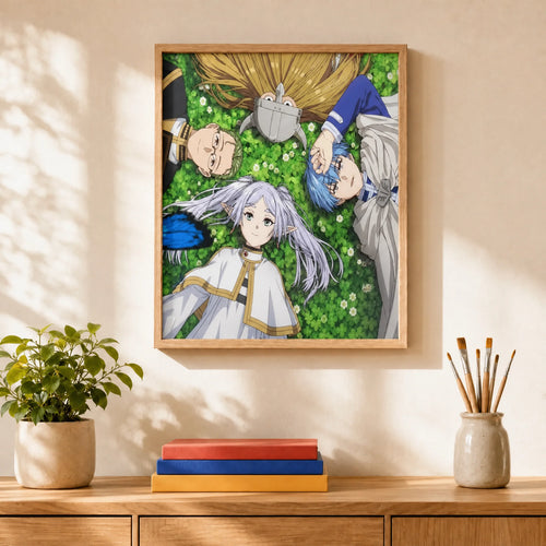 Adventurers Rest Paint by Numbers Kit: finished canvas displayed in a living room