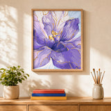 Amethyst Bloom Paint by Numbers Kit: finished canvas displayed in a living room
