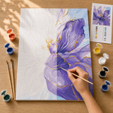 Amethyst Bloom Paint by Numbers Kit: before and after: numbered canvas and hand painted result
